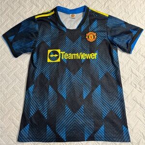 Manchester United Teamweaver Ronaldo #7 Blue Black Kids Soccer Football Jersey